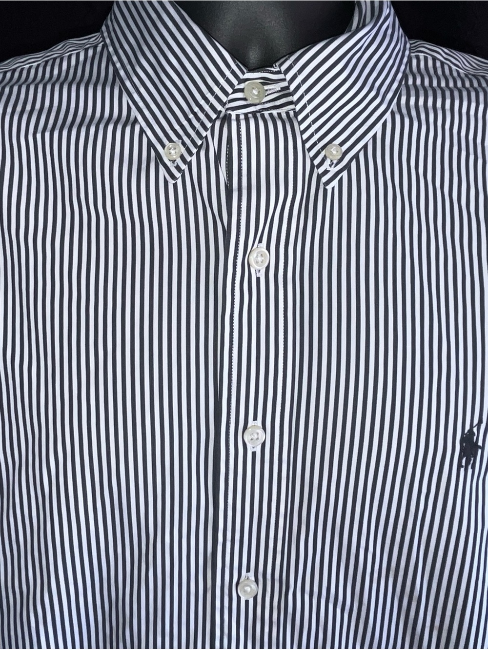 Polo Ralph Lauren Men’s Dress Shirt 16.5 32/33 Classic Fit Black White Stripe
